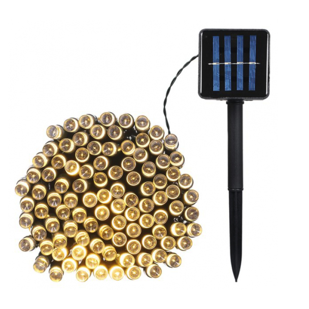 Instalatie solara, 100 Leduri, 10 metri, alb cald