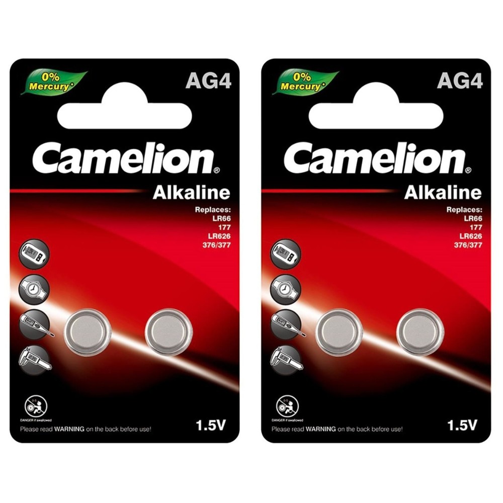 Set 4 baterii alcaline tip AG4/LR66, 20mAh, 1.5V