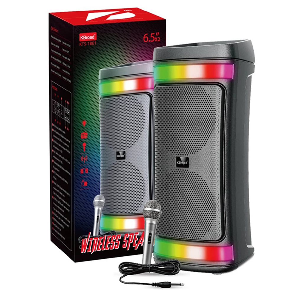 Boxa portabila KTS 1861, BT, FM, SD, USB, microfon, 30W P.M.P.O
