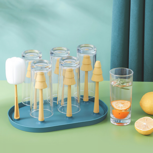 Scurgator pentru 6 pahare, tava si burete, 26.6 x 17.9 x 15.6 cm