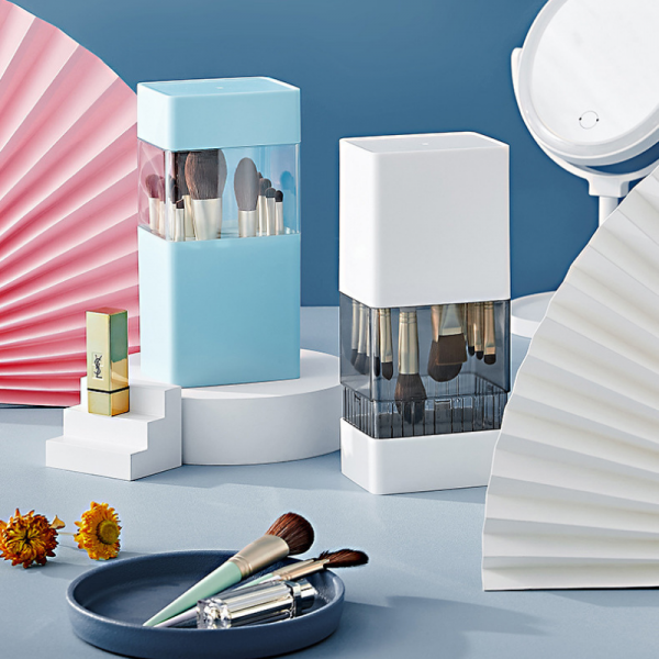 Cutie depozitare 12 pensule de machiaj, capac, 2 culori