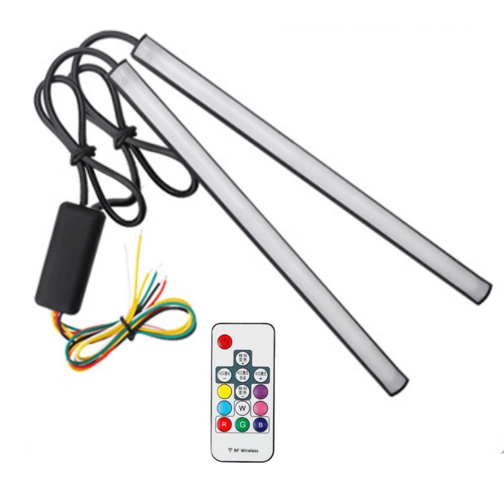 Set 2 benzi auto LED RGB 60cm, 12/24V, 20W, semnalizare dinamica