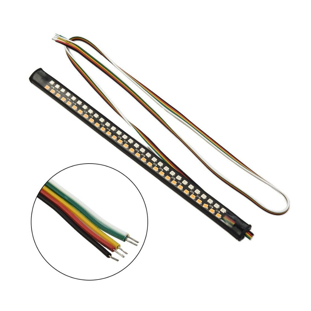 Banda LED auto/moto, 20cm, semnalizare, 12V, lumina rosie/galbena