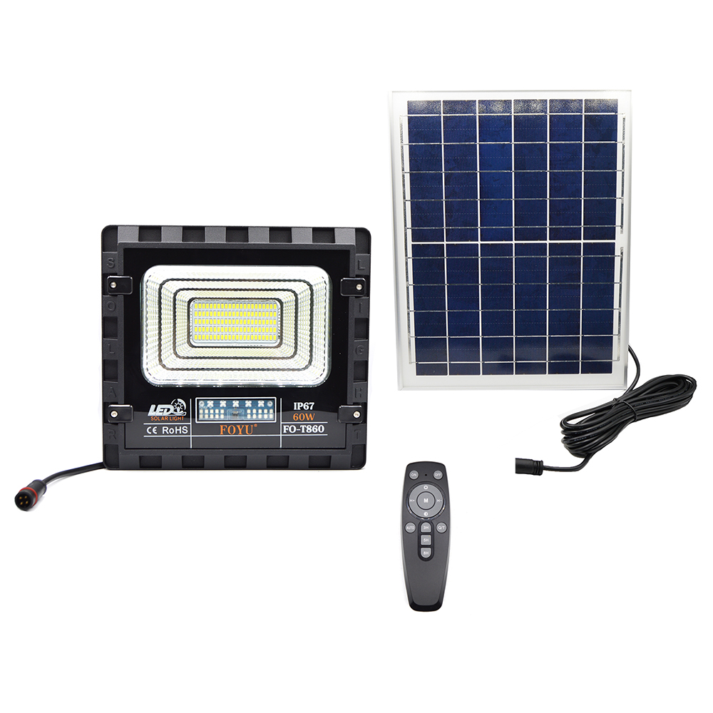 Lampa LED cu panou solar Foyu T860, telecomanda, 60W