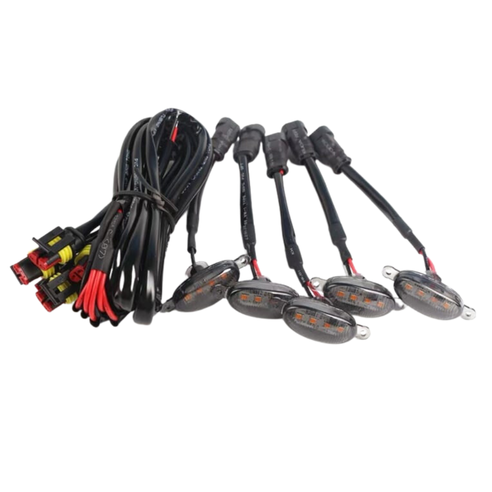 Set 5 x Lampi auto 4COB, lumini de zi, prindere in grila, 12V