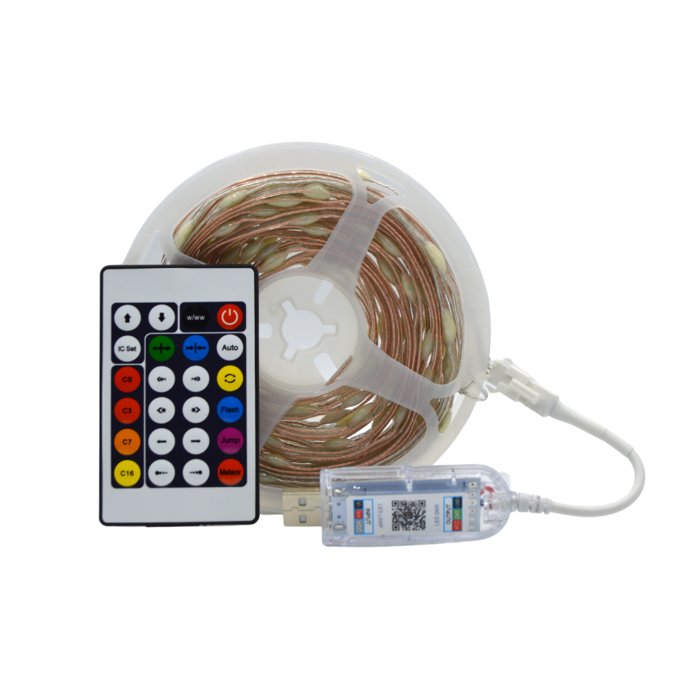 Banda LED RGB decorativa 10 m, telecomanda, BT